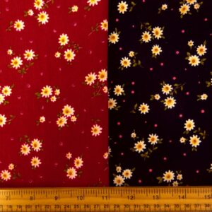 Corduroy Fabric Skinny Rib Floral Vanilla Daisy