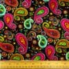 Corduroy Fabric Skinny Rib Juicy Paisley Cerise Black