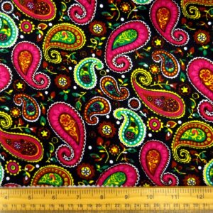 Corduroy Fabric Skinny Rib Juicy Paisley Cerise Black