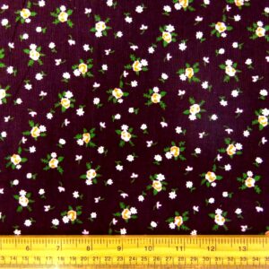 Corduroy Fabric Skinny Rib Floral Rubin Rose Plum