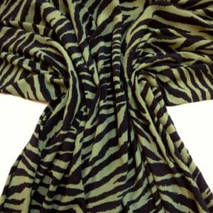 Crepe Fabric Silky Soft Marocain Pine Tips Khaki Black