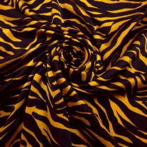 Crepe Fabric Silky Soft Marocain Pine Tips Rust Black
