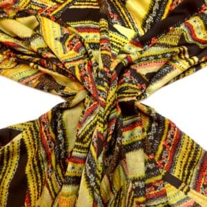 Crepe De Chine Fabric Silky Bali Grass Mustard Black