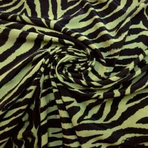 Crepe Fabric Silky Soft Marocain Pine Tips Khaki Black