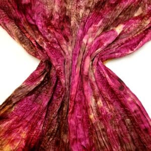 Satin Fabric Pleated Creased Shiny Raspberry/Brown