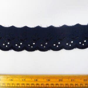 Broderie Anglais Lace Trim Glasgow Flat 5cm Wide Navy