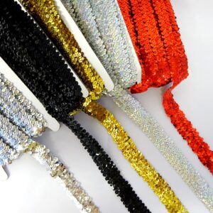 Stretch Sequins Trimming 3 Row 2.5cm Wide Code JB