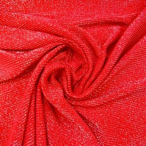 Foil Jersey Fabric Plissé Stardust Red/Silver