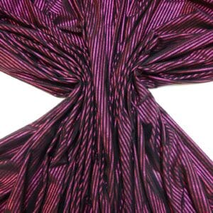 Foil Jersey Fabric Jazz Man Stripe Cerise/Black