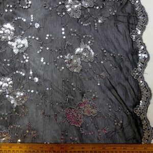 Lace Fabric Mechanical Stretch With Sequins Tennessee Rose Black