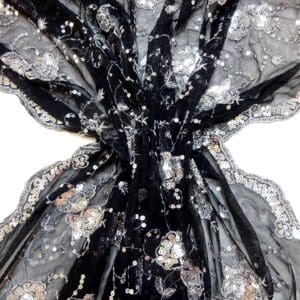 Lace Fabric Mechanical Stretch With Sequins Tennessee Rose Black