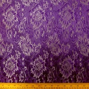 Lace Fabric On Satin Queen Shadows Purple Silver