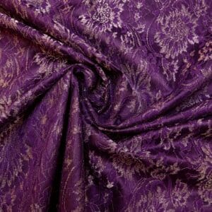 Lace Fabric On Satin Queen Shadows Purple Silver