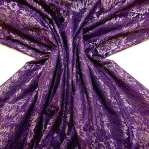 Lace Fabric On Satin Queen Shadows Purple Silver