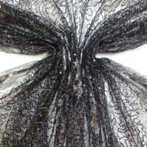 Lace Fabric Sequin And Foil Texan Sun Rose Black/Silver