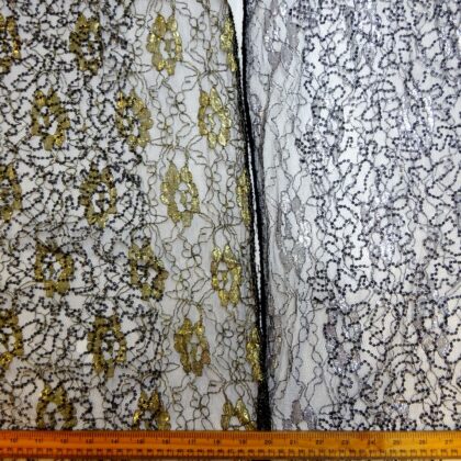 Lace Fabric Sequin And Foil Texan Sun Rose Black