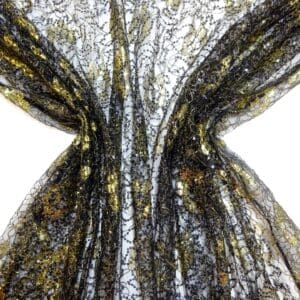 Lace Fabric Sequin And Foil Texan Sun Rose Black/Gold