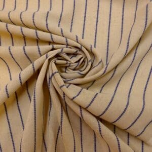 Linen Blend Fabric Portsmouth Stripe Natural/Blue