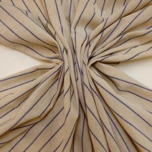 Linen Blend Fabric Portsmouth Stripe Natural/Blue