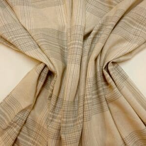 Linen Mix Fabric Suiting Badminton Checks Natural Grey