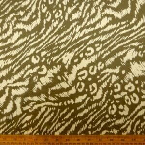 Satin Fabric Soft Doodles Green Grey