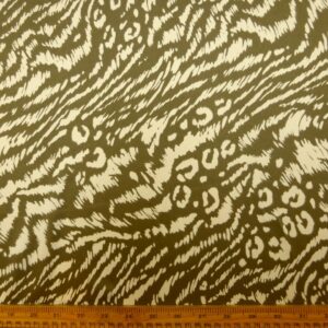 Satin Fabric Soft Doodles Green Grey