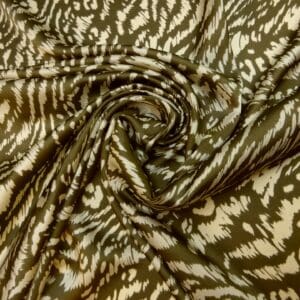 Satin Fabric Soft Doodles Green Grey