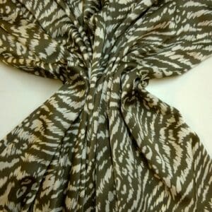 Satin Fabric Soft Doodles Green Grey