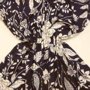 T-shirting Fabric Viscose Leaf Laurels Navy Ivory