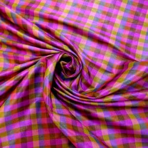 Polyester Fabric Taffeta Mombi Checks Cerise