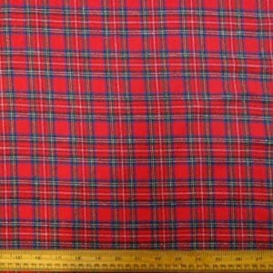 Tartan Fabric Brushed Flannel Check Rufus Hogwart Red