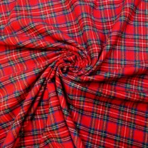 Tartan Fabric Brushed Flannel Check Rufus Hogwart Red