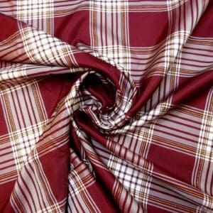 Tartan Fabric Polyester Twill Burns Night Gold Lurex Thread Wine