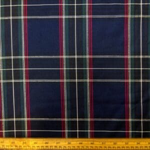 Tartan Fabric Polyester Twill Burns Night Gold Lurex Thread Navy