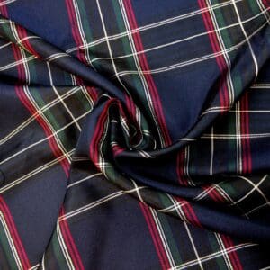 Tartan Fabric Polyester Twill Burns Night Gold Lurex Thread Navy