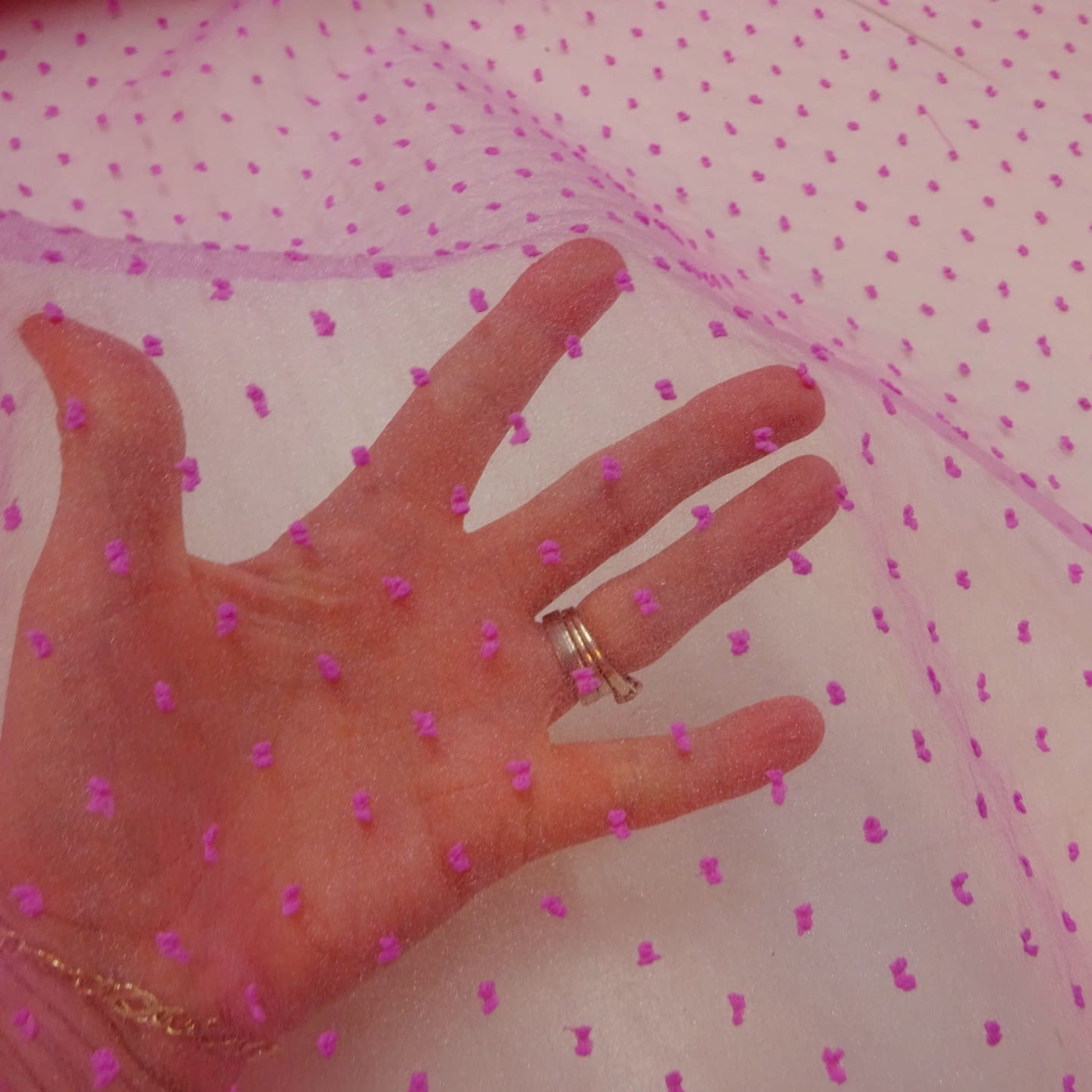 Organza Fabric 3D Dobby Spot Orchid Pink