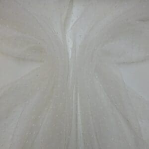 Organza Fabric 3D Dobby Spot Ivory