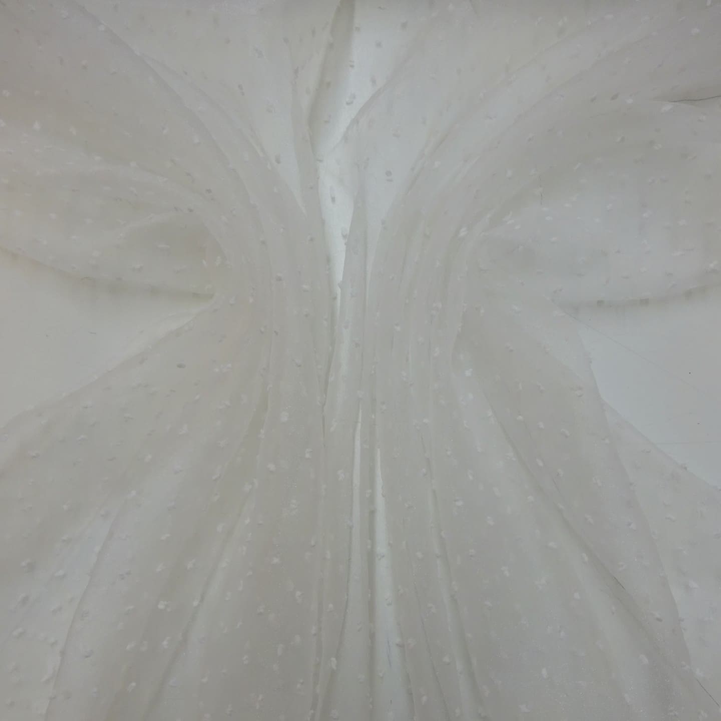 Organza Fabric 3D Dobby Spot Ivory