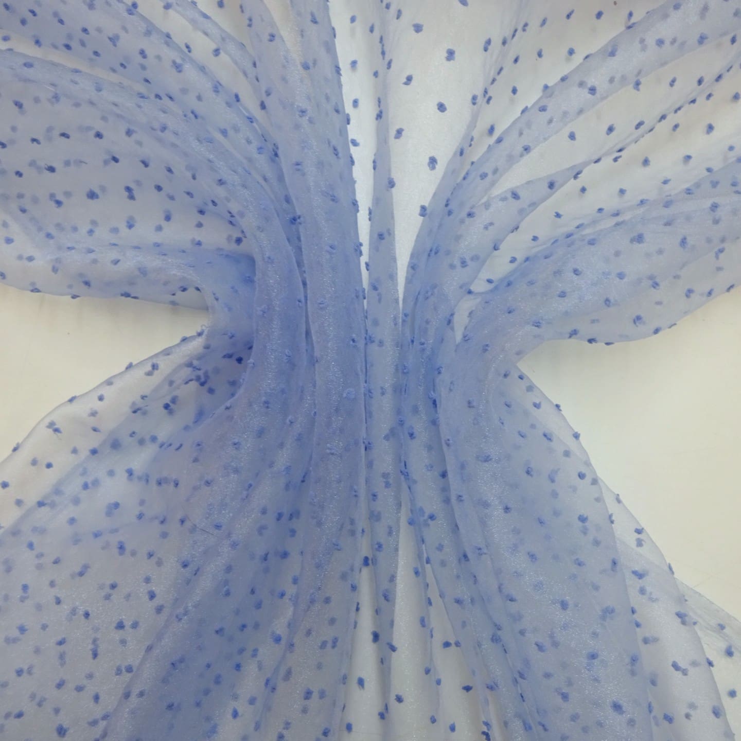 Organza Fabric 3D Dobby Spot Powder Blue