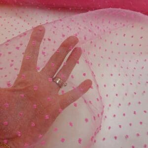 Organza Fabric 3D Dobby Spot Candy Pink