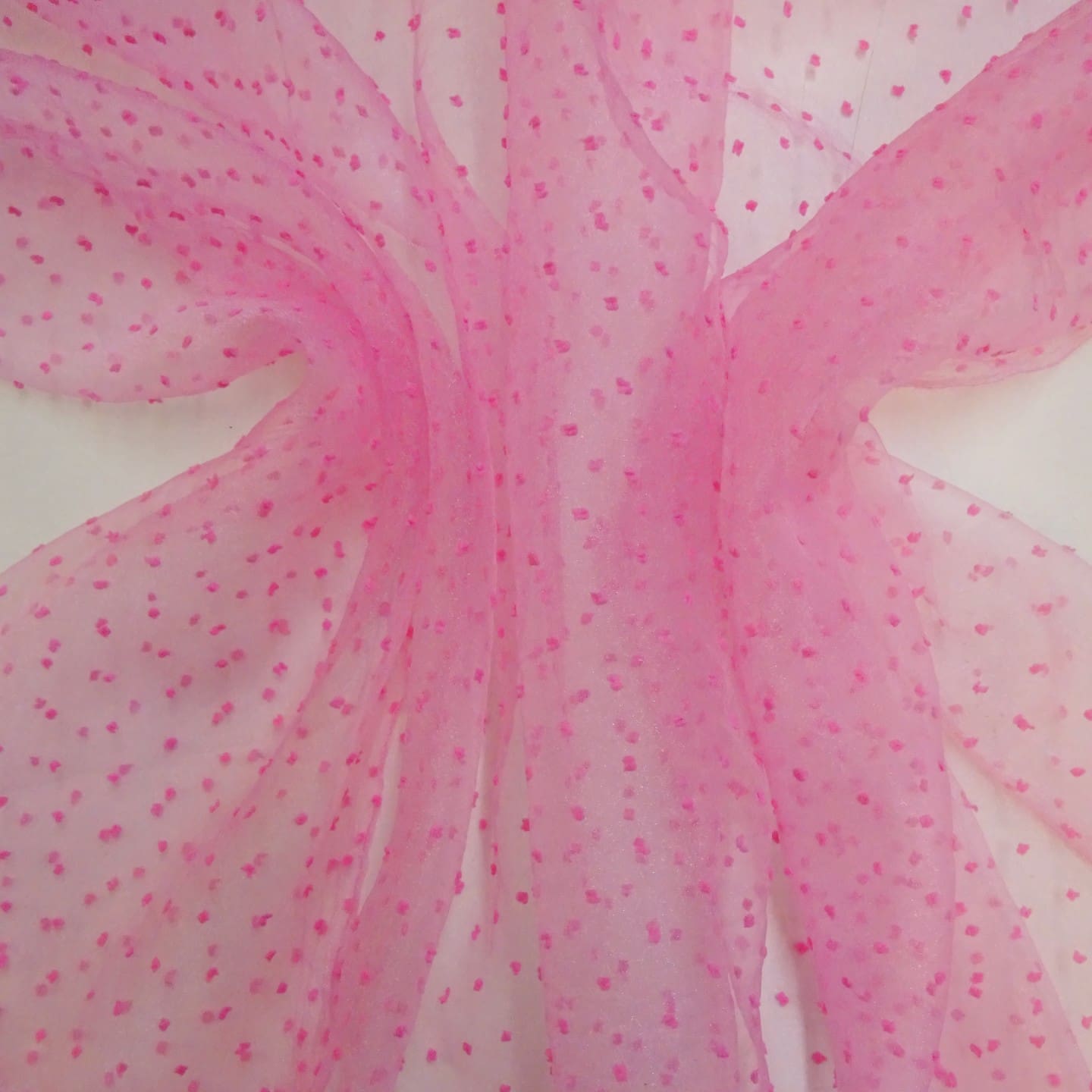 Organza Fabric 3D Dobby Spot Candy Pink